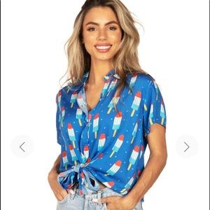WOMEN'S GRAND FINALE TIE-FRONT SHIRT by Tipsy Elves